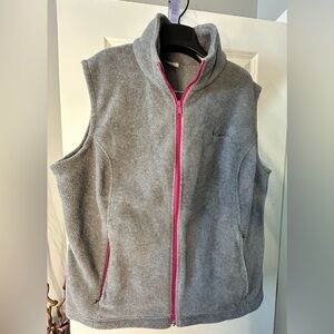 Women's Columbia Fleece Vest Light Gray w/Pink Zipper 2X